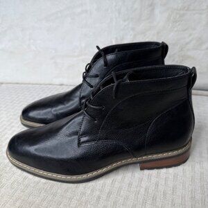 Sonoma Mens Black Leather & Textile Ankle Boots Size 8.5M